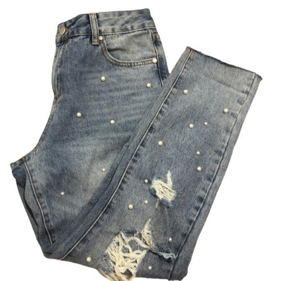 Miss Shop Distressed Pearl Jeans 